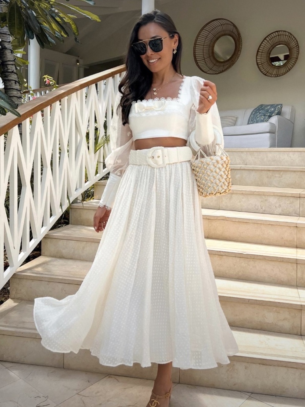 Zimmermann Cream Skirt and Top Set